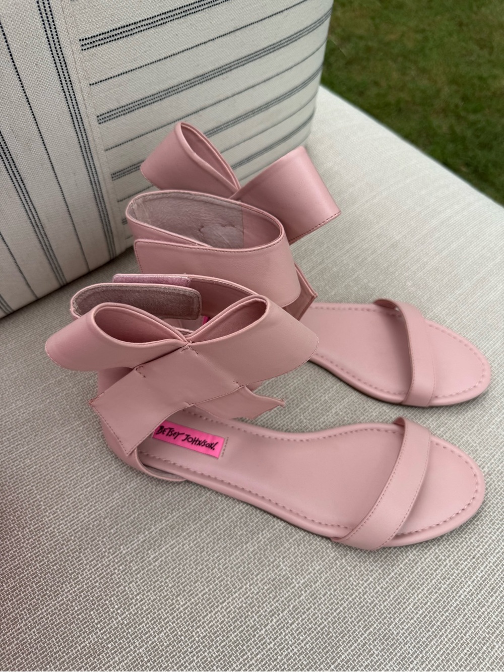 Betsey Johnson Blush Pink Bow Ankle-Strap Sandals